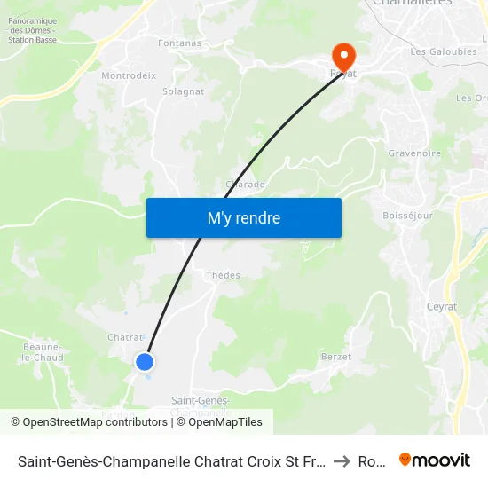Saint-Genès-Champanelle Chatrat Croix St François to Royat map