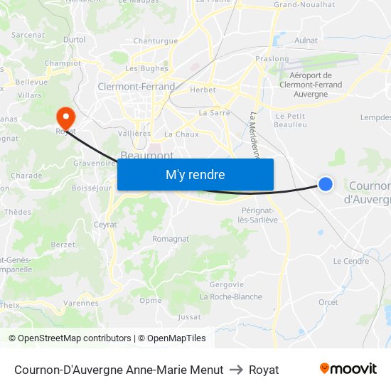 Cournon-D'Auvergne Anne-Marie Menut to Royat map