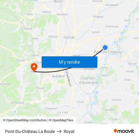 Pont-Du-Château La Boule to Royat map