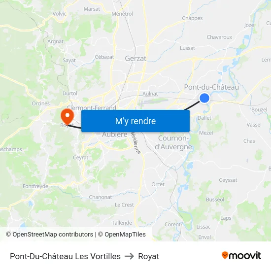 Pont-Du-Château Les Vortilles to Royat map