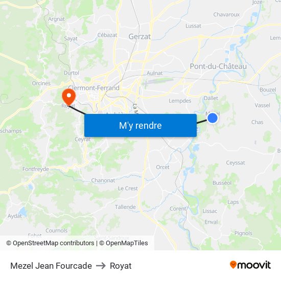 Mezel Jean Fourcade to Royat map