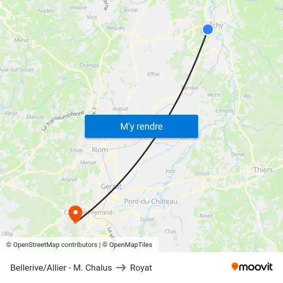 Bellerive/Allier - M. Chalus to Royat map