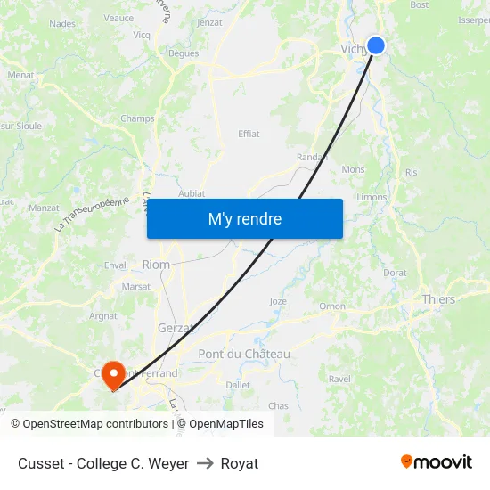 Cusset - College C. Weyer to Royat map