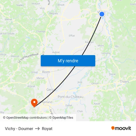 Vichy - Doumer to Royat map