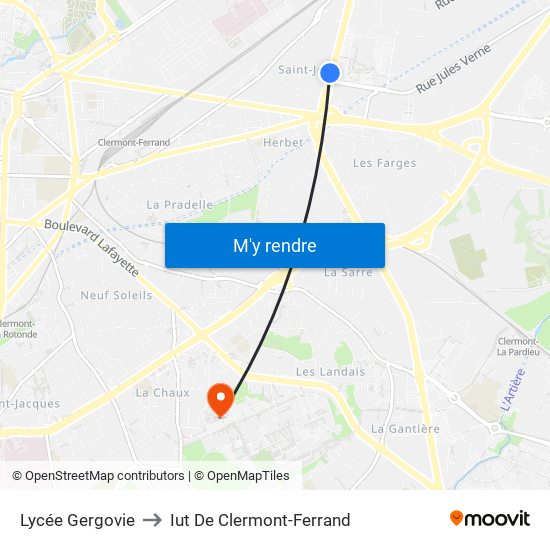 Lycée Gergovie to Iut De Clermont-Ferrand map