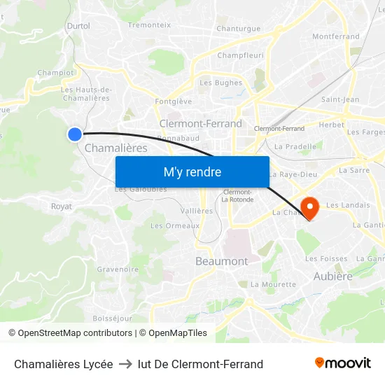 Chamalières Lycée to Iut De Clermont-Ferrand map