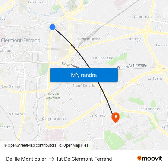 Delille Montlosier to Iut De Clermont-Ferrand map