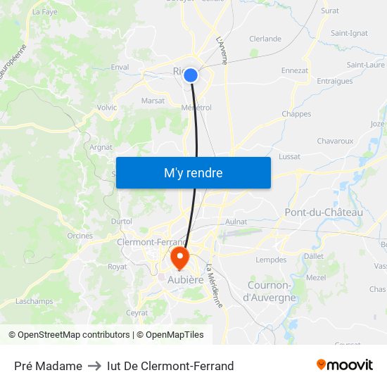 Pré Madame to Iut De Clermont-Ferrand map