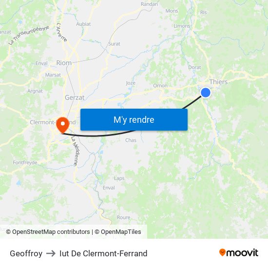 Geoffroy to Iut De Clermont-Ferrand map