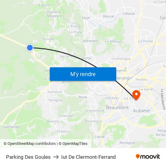 Parking Des Goules to Iut De Clermont-Ferrand map