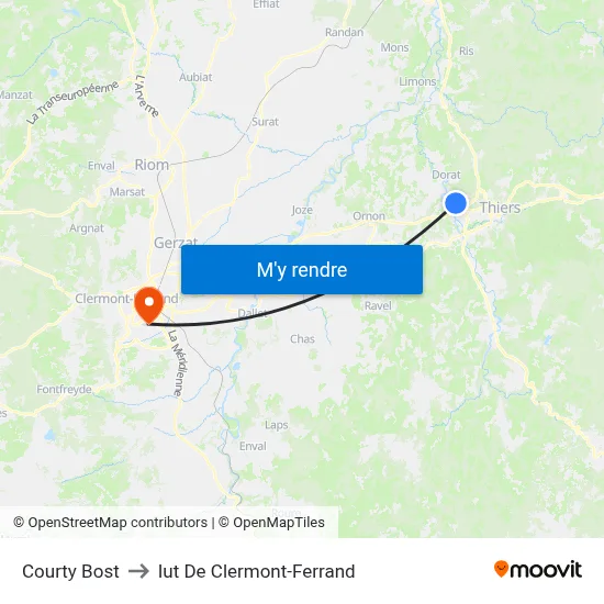 Courty Bost to Iut De Clermont-Ferrand map