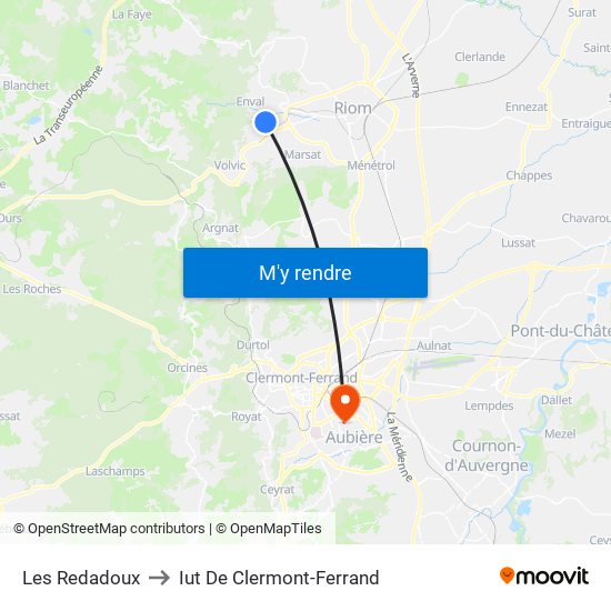 Les Redadoux to Iut De Clermont-Ferrand map