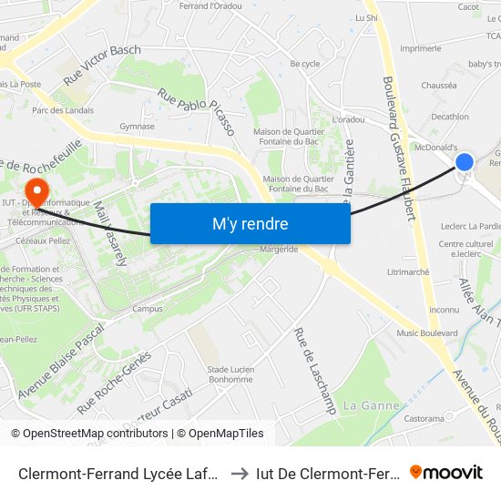 Clermont-Ferrand Lycée Lafayette to Iut De Clermont-Ferrand map