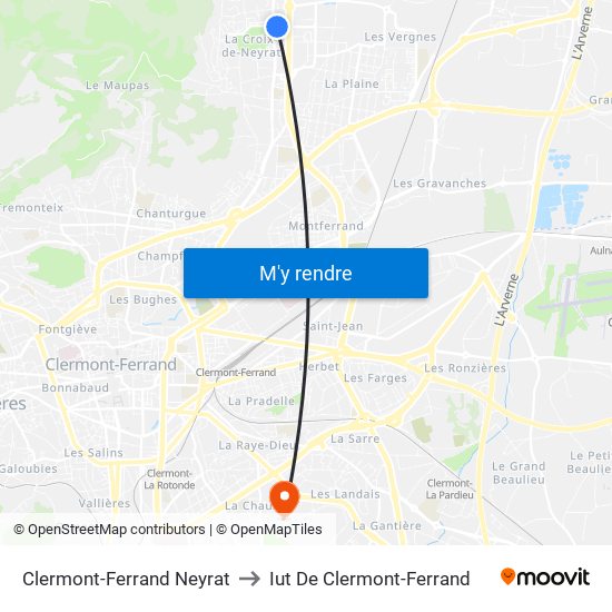 Clermont-Ferrand Neyrat to Iut De Clermont-Ferrand map