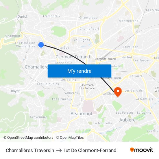 Chamalières Traversin to Iut De Clermont-Ferrand map