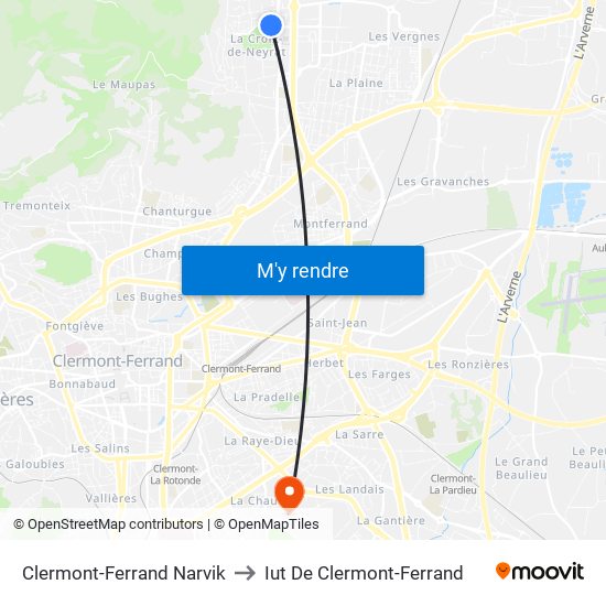 Clermont-Ferrand Narvik to Iut De Clermont-Ferrand map