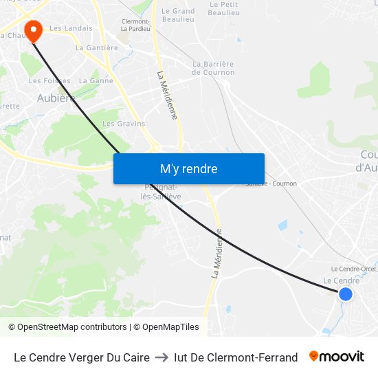 Le Cendre Verger Du Caire to Iut De Clermont-Ferrand map