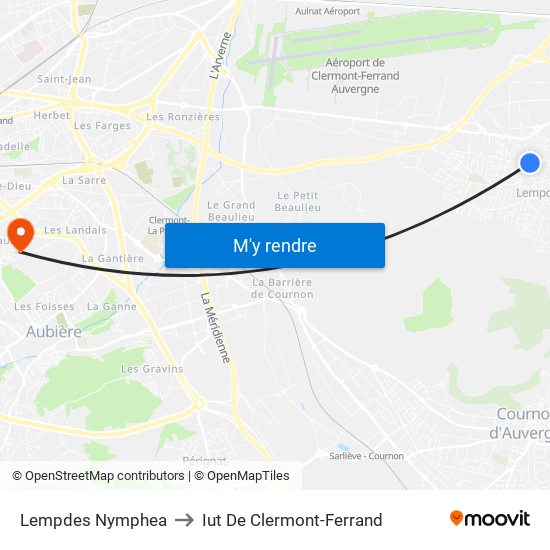 Lempdes Nymphea to Iut De Clermont-Ferrand map