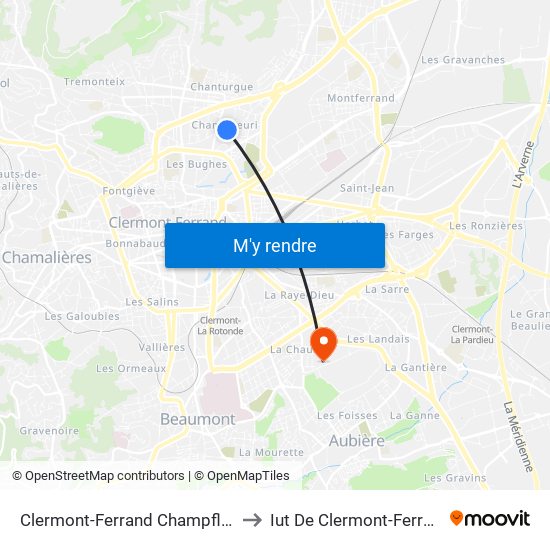 Clermont-Ferrand Champflour to Iut De Clermont-Ferrand map