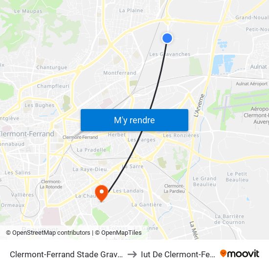 Clermont-Ferrand Stade Gravanches to Iut De Clermont-Ferrand map