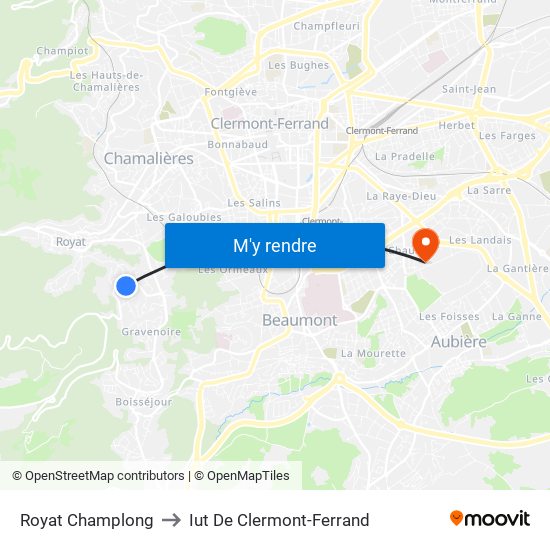 Royat Champlong to Iut De Clermont-Ferrand map