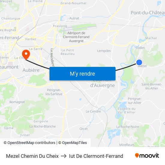 Mezel Chemin Du Cheix to Iut De Clermont-Ferrand map
