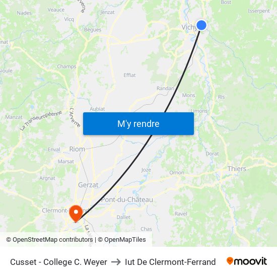 Cusset - College C. Weyer to Iut De Clermont-Ferrand map