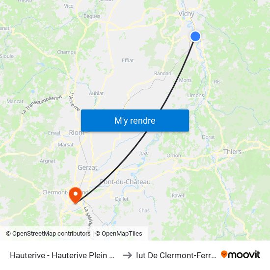 Hauterive - Hauterive Plein Soleil to Iut De Clermont-Ferrand map