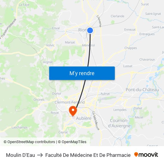 Moulin D'Eau to Faculté De Médecine Et De Pharmacie map