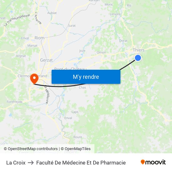 La Croix to Faculté De Médecine Et De Pharmacie map