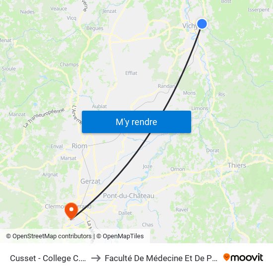 Cusset - College C. Weyer to Faculté De Médecine Et De Pharmacie map