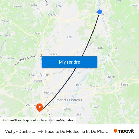 Vichy - Dunkerque to Faculté De Médecine Et De Pharmacie map