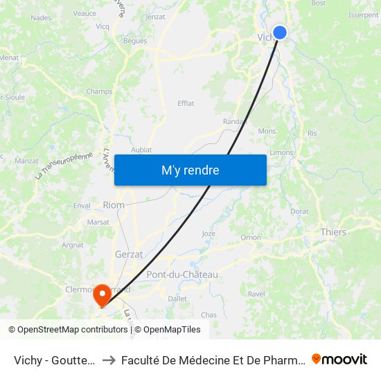 Vichy - Gouttebel to Faculté De Médecine Et De Pharmacie map