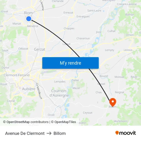 Avenue De Clermont to Billom map