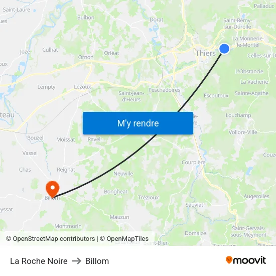 La Roche Noire to Billom map