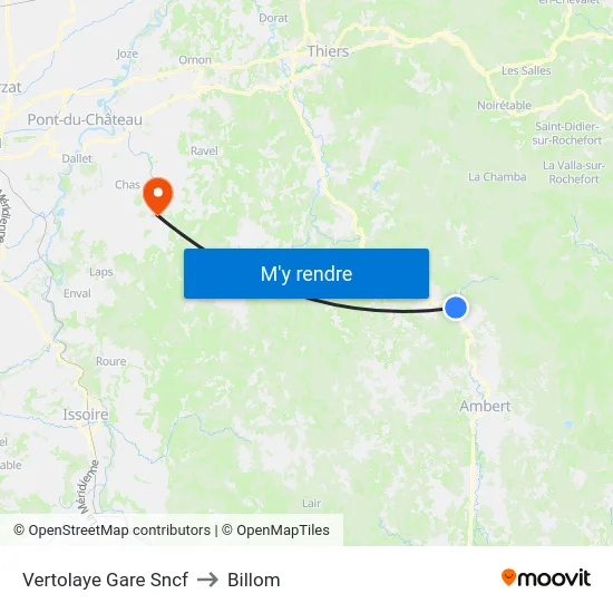 Vertolaye Gare Sncf to Billom map