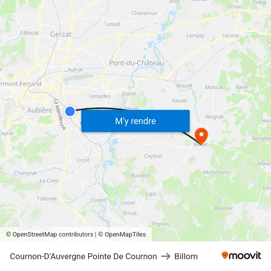 Cournon-D'Auvergne Pointe De Cournon to Billom map