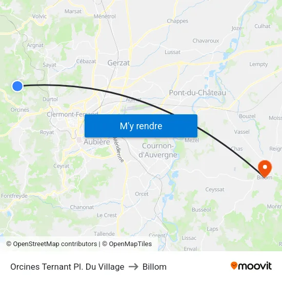 Orcines Ternant Pl. Du Village to Billom map