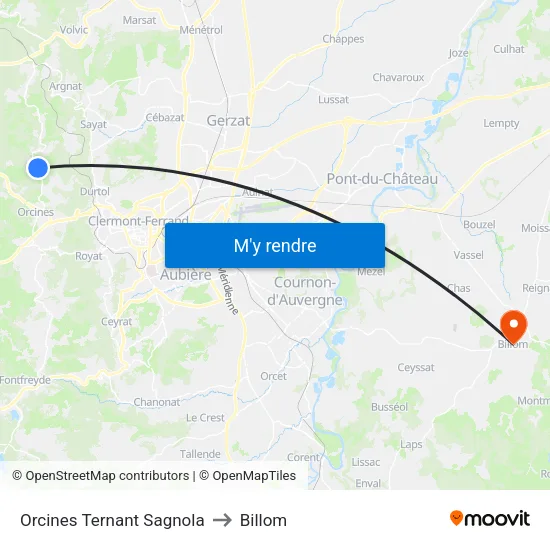 Orcines Ternant Sagnola to Billom map