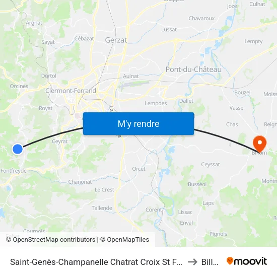 Saint-Genès-Champanelle Chatrat Croix St François to Billom map
