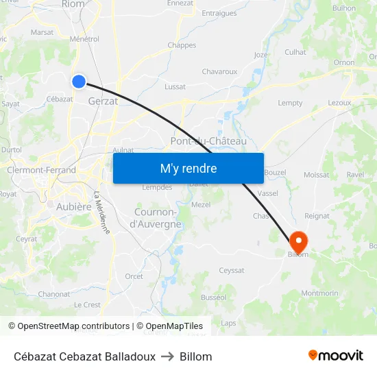 Cébazat Cebazat Balladoux to Billom map