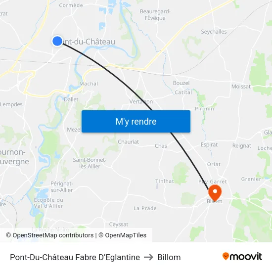 Pont-Du-Château Fabre D'Eglantine to Billom map
