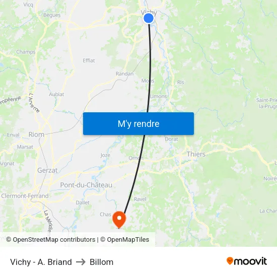 Vichy - A. Briand to Billom map