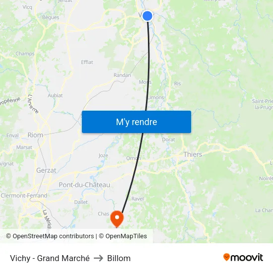 Vichy - Grand Marché to Billom map