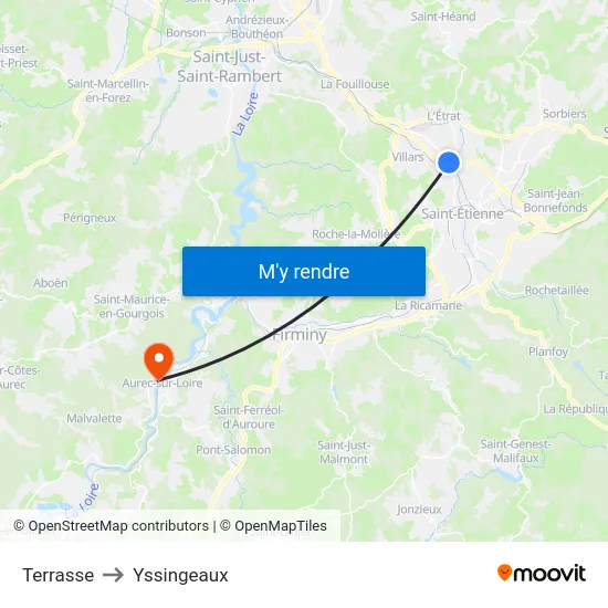 Terrasse to Yssingeaux map