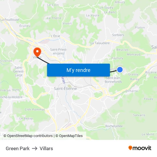 Green Park to Villars map