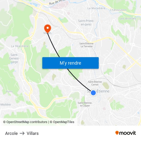 Arcole to Villars map