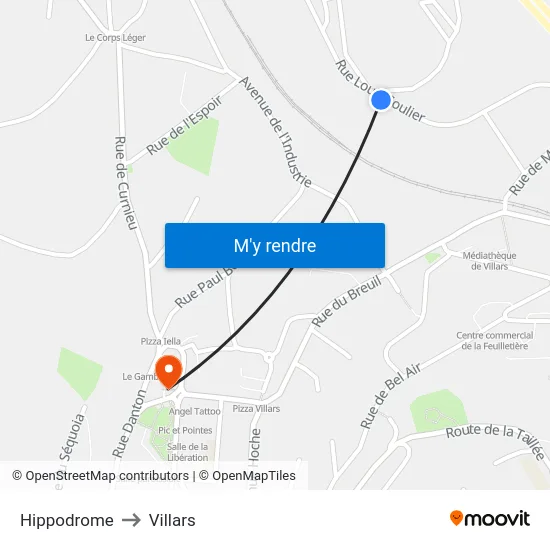 Hippodrome to Villars map