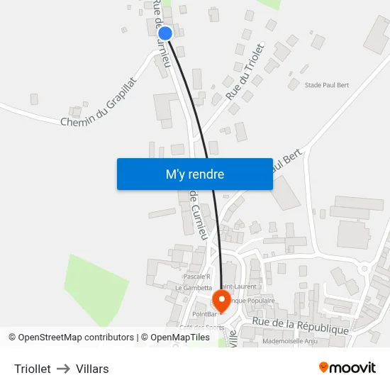Triollet to Villars map