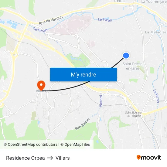 Residence Orpea to Villars map